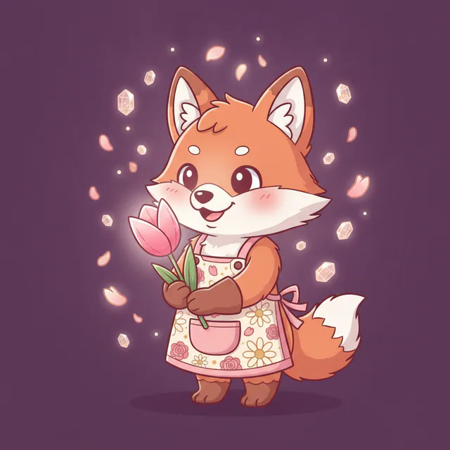 Floréal the botanist fox, mascot of Floral Savourr